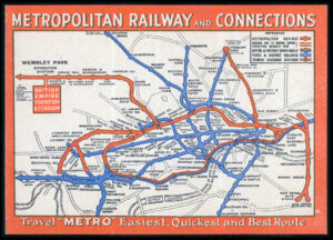1924/25 Metropolitan Railway Connections British Empire Exhibition Wembley LONDON Map