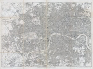 c1885 NEW MAP OF LONDON Antique Large Scale Antique Folding Map HALF MILE