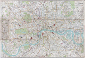 c1900 BARTHOMEW'S PLAN OF LONDON Large Folding Original Antique Folding Map