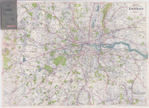 1920s BACON'S NEW MAP OF THE ENVIRONS OF LONDON Folding Antique Map