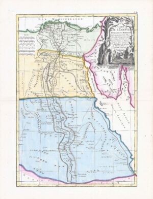 1762 CARTE DE L'EGYPTE Original Antique Map EGYPT by Bonne (lm24-71)