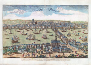 c1700 LONDRES VILLE CAPITAL DU ROYAUME D'ANGLETERRE View of London RARE