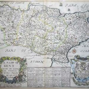 1673 - Rare Original Antique Map of KENT by Richard Blome hand colour (LM4)