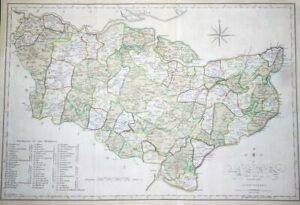 1805 - Large Original Antique Map of KENT by CARY / STOCKDALE Colour (LM4) 1
