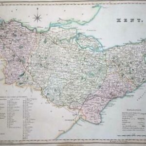 1830 Original antique map of KENT by Henry Teesdale (LM4)