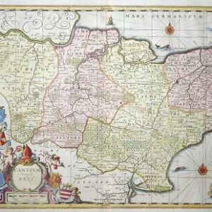 c1686 Large Engraved Map KENT "CANTIUM" by Schenk & Valk (after Jansson) (LM2)