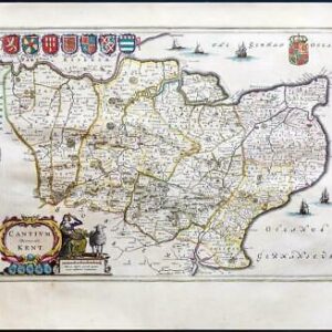 1659 Original Map of KENT Cantium by J. Blaeu Spanish Edition (EB)