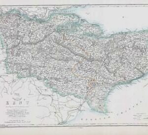 1863 Large Antique Map KENT by Weller (DA93)