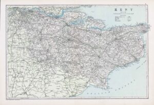 1912 Original Antique Map of KENT by G W Bacon (BLS-5)