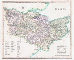1830 Original Antique Map of KENT by Henry Teesdale (LM33-28)