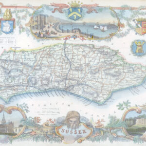 1840 Original Antique Map of SUSSEX by Thomas Moule (SM5-9)