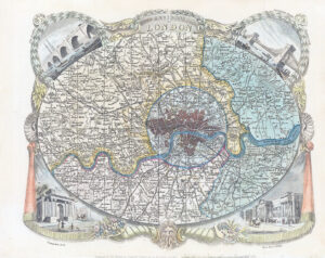 c1837 ENVIRONS OF LONDON Original Antique Map by Thomas Moule