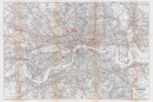 1930s Large Vintage folding AUTHENTIC MAP OF LONDON by Alexander Gross