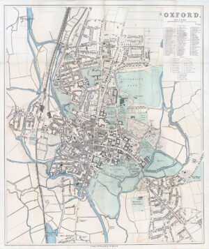 1900s BACON'S LARGE SCALE PLAN OF OXFORD Original Antique Folding MAP