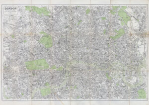 1907 Original antique large scale MAP OF LONDON Post Office Directory Linen