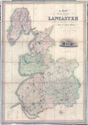 1830 A Map County Palatine of Lancaster Lancashire Large Scale Folding Map Hennet