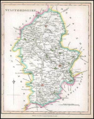 1794 Original Antique Map of STAFFORDSHIRE by Stockdale (LSM81)