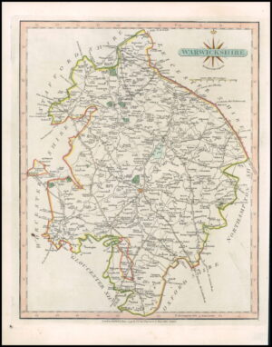 1793 Original Antique engraved map WARWICKSHIRE by John Cary (LSM84)