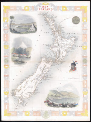 1851 NEW ZEALAND Original Antique Map by John Tallis & John Rapkin (LM42-7)