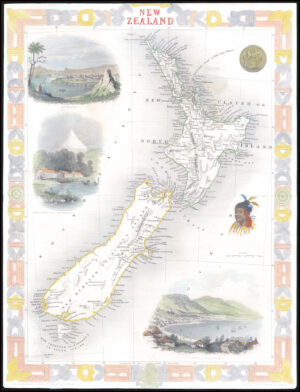 1851 NEW ZEALAND Original Antique Map by John Tallis & John Rapkin (LM42-8)