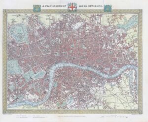 1840 A PLAN OF LONDON AND ITS ENVIRONS MAP by Walker Creighton (LM20-49)