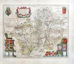 1659 Original Map WARWICKSHIRE WORCESTERSHIRE by Blaeu Rare Spanish Edition (EB)