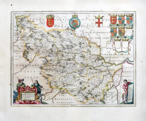 1659 Original Map YORKSHIRE WEST RIDING by Blaeu Rare Spanish Edition (EB)