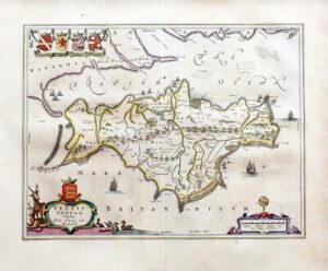 1659 Map of ISLE OF WIGHT Vectus Insula by Blaeu Spanish Edition (EB)