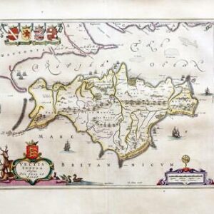 1659 Map of ISLE OF WIGHT Vectus Insula by Blaeu Spanish Edition (EB)