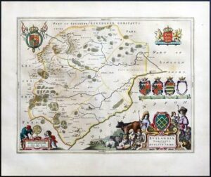 1659 Original Map of RUTLAND Rutlandia by Blaeu Spanish Edition (EB)