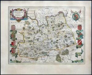 1659 Original Map of SURREY SURRIA by Blaeu Rare Spanish Edition (EB)