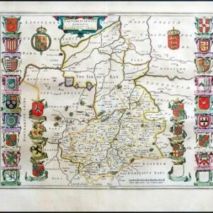 1659 CAMBRIDGESHIRE Cantabrigiensis Rare Map by Blaeu Spanish Edition (EB)