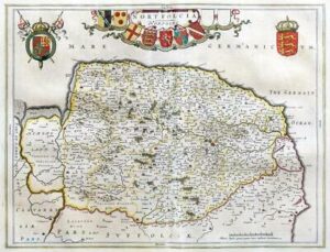 1659 Original Map NORFOLCIA Norfolk Norfolke by Blaeu Rare Spanish Edition (EB)