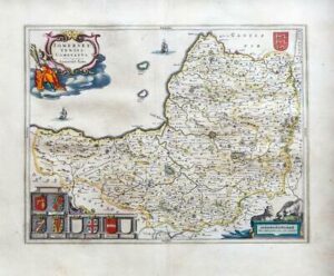 1659 Original Map SOMERSET TENSIS COMITATUS by Blaeu Rare Spanish Edition (EB)