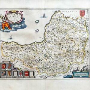 1659 Original Map SOMERSET TENSIS COMITATUS by Blaeu Rare Spanish Edition (EB)