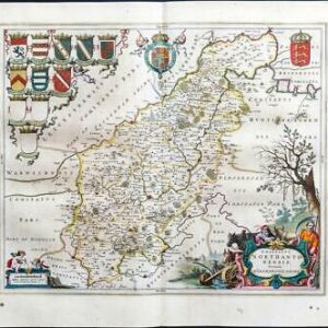 1659 Original Map NORTHAMPTONSHIRE Northantonensis by Blaeu Spanish Edition (EB)
