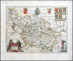 1659 Original Map YORKSHIRE WEST RIDING by Blaeu Rare Spanish Edition (EB)