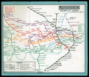 1929 Original Rare MAP OF LONDON'S UNDERGROUND RAILWAYS Frederick Stingemore
