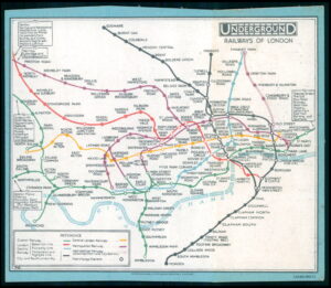1927 Original Rare MAP OF LONDON'S UNDERGROUND RAILWAYS Frederick Stingemore