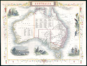 1850 Original Antique Map of AUSTRALIA by Tallis with full hand colour (LM44-9)