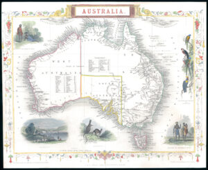 1850 Original Antique Map of AUSTRALIA by Tallis with full hand colour (LM44-10)