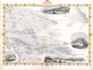 1850 Original Antique Map POLYNESIA PACIFIC ISLANDS Tallis Full Colour (LM44-3)