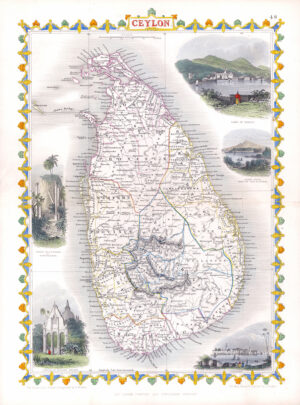 1850 Original Antique Map of CEYLON Sri LankaTallis full hand colour (LM44-6)