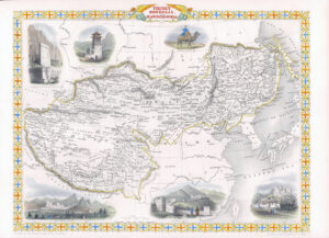 1850 Antique map THIBET Tibet MONGOLIA MANCHOURIA China by Tallis (LM44-8)