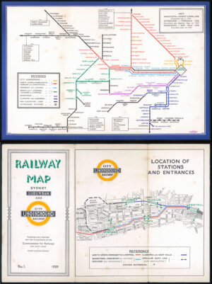 1939 Rare Original SYDNEY CITY UNDERGROUND RAILWAY MAP Australia BECK