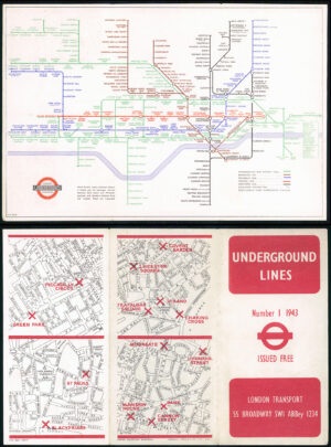 1943 Original Vintage LONDON UNDERGROUND TRANSPORT MAP Harry Beck (LT20)