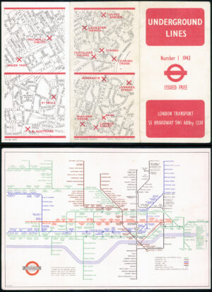 1943 Original Vintage LONDON UNDERGROUND TRANSPORT MAP Harry Beck (LT20-B)