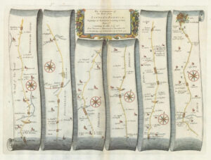 1675 LONDON to BARWICK Road Map Ogilby Tuxford Sherwood Doncaster York Hardwick