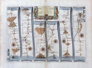 1675 PRESTEIGNE PRESTAINE to CARMARTHEN Ogilby Road Map WALES Radnor Carmarthen