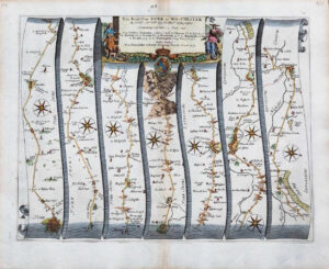1675 YORK to WEST CHESTER Ogilby Road Map Yorkshire Manchester Leeds Warrington